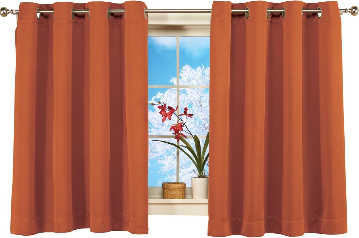 Collections Etc Short Blackout Window Curtain Panel with Easy Open-Close, Single Panel