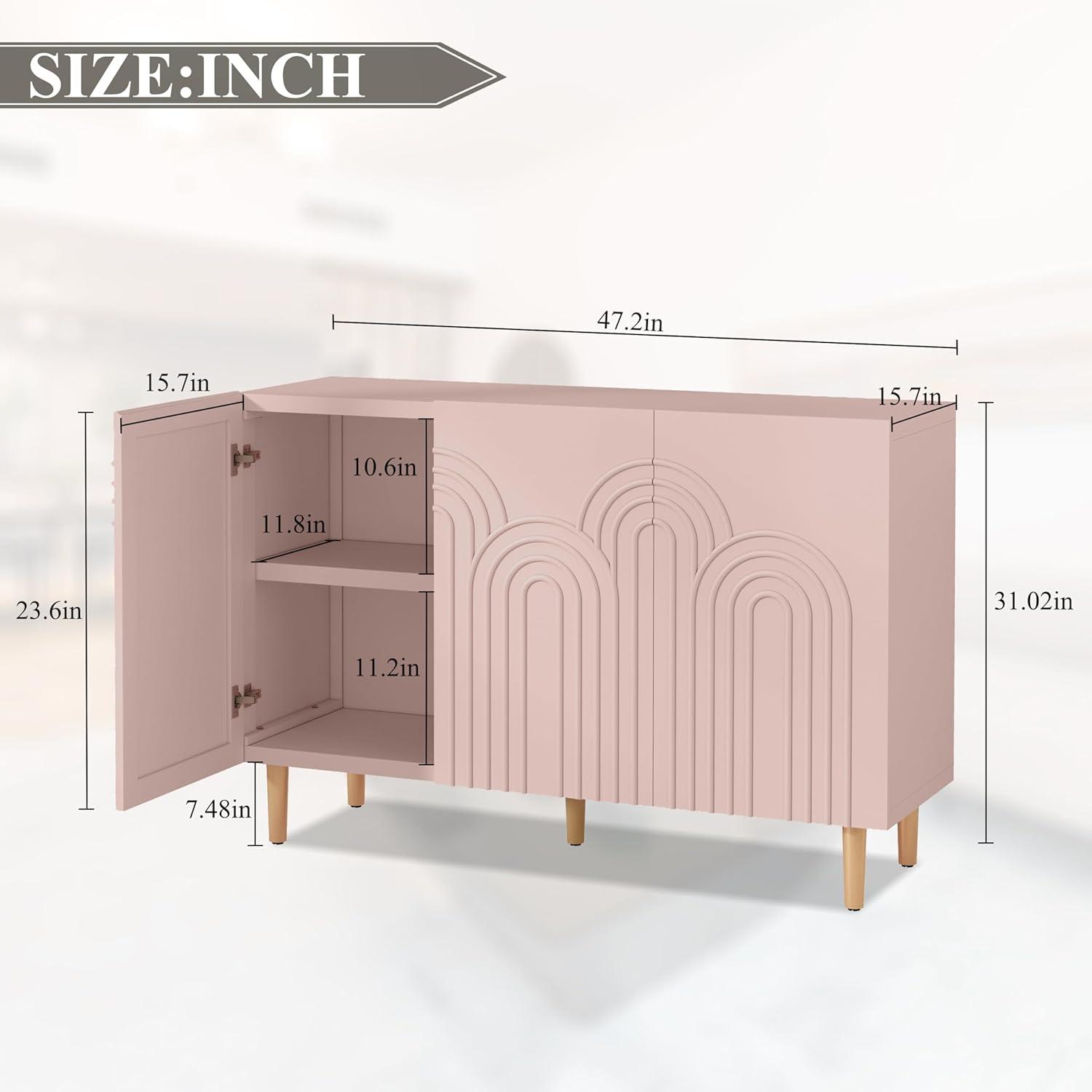 Mercer41 Sirgio 47.2'' Sideboard Buffet Cabinet with 3 Doors for Kitchen, Hallway, Living Room