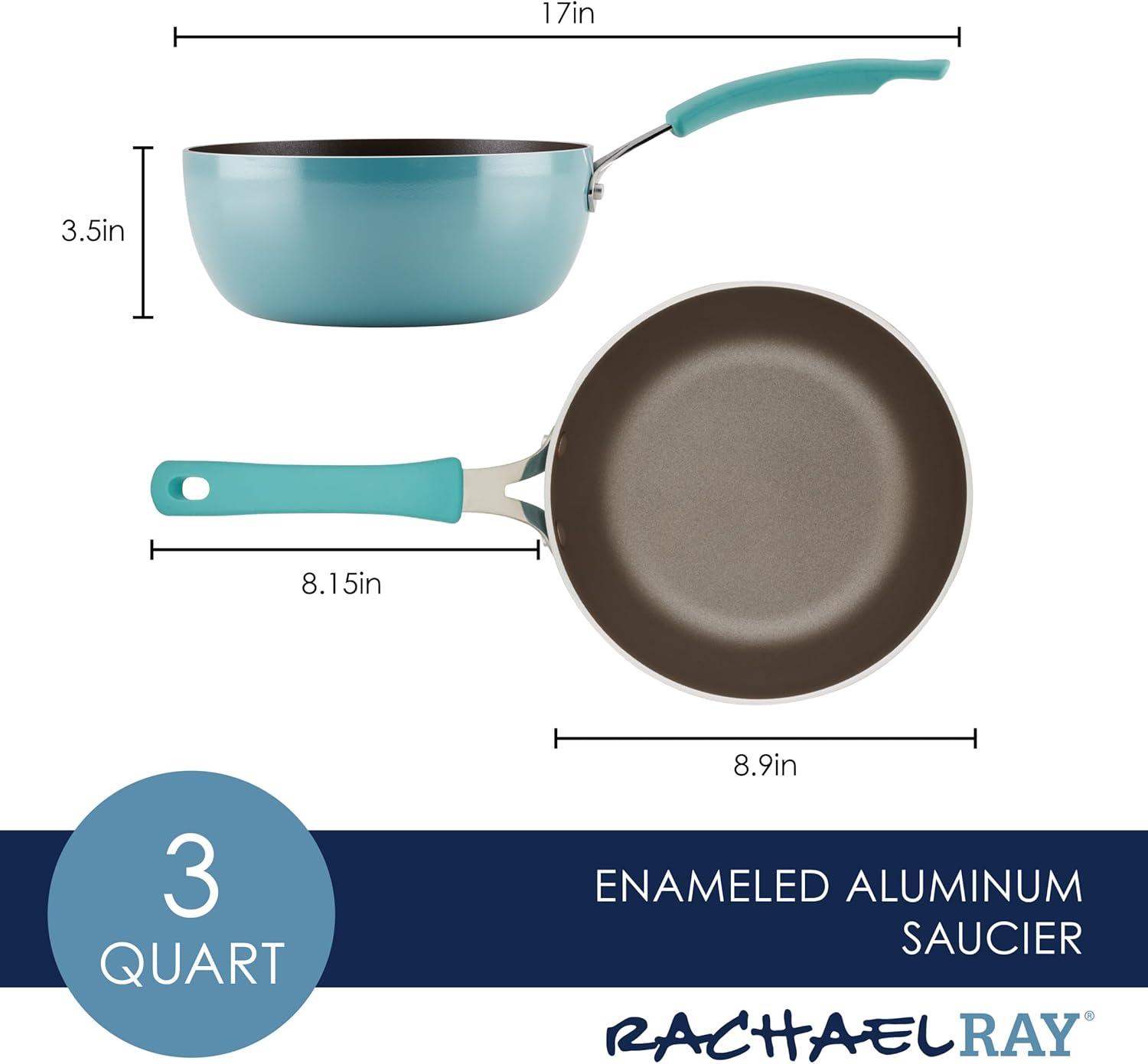 Rachael Ray Cook and Create Aluminum Nonstick Saucier Pan, 3-Quart