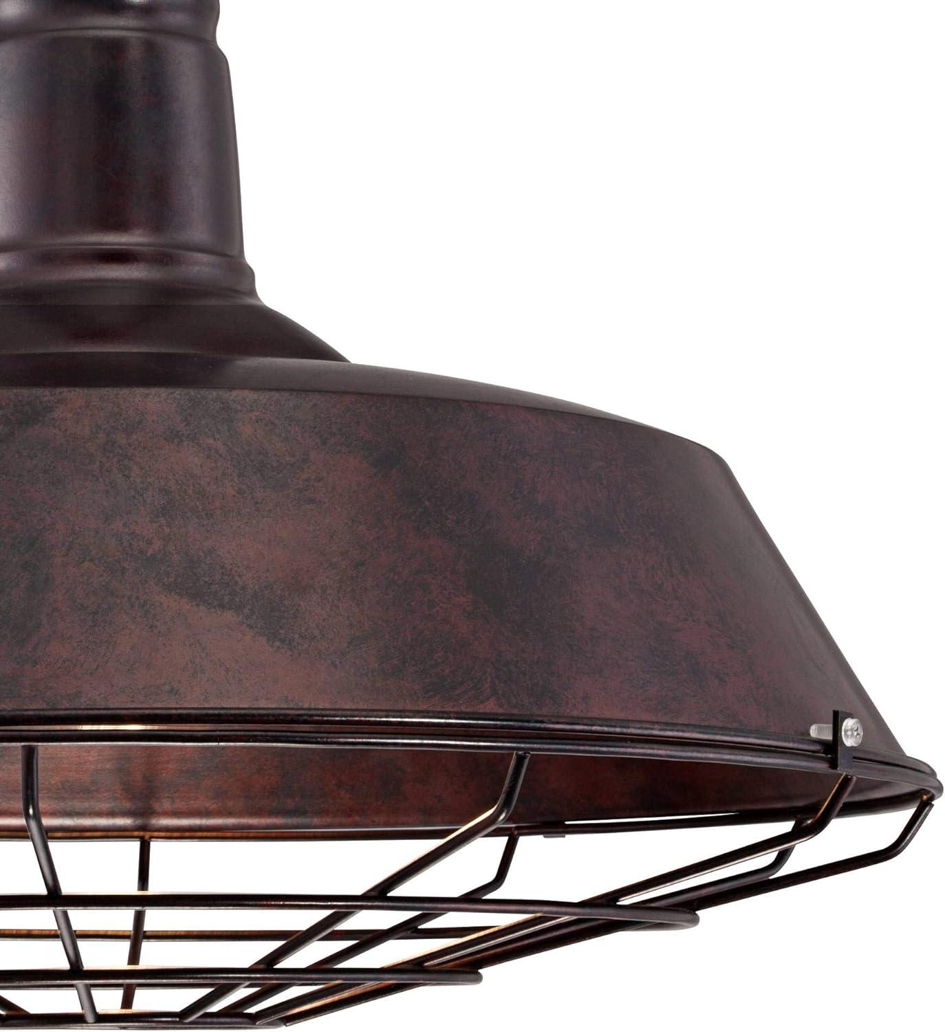 Rust Bronze Farmhouse Industrial Cage Pendant Light