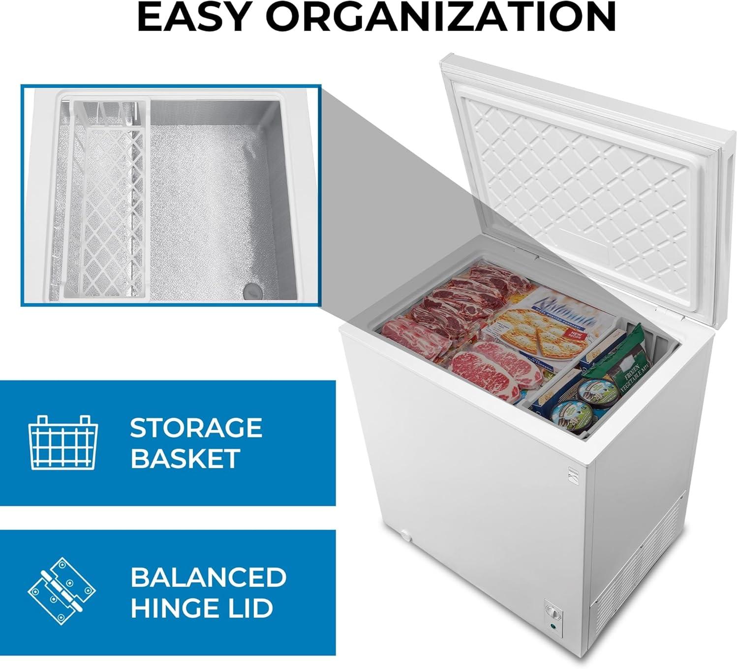 Compact White Convertible Refrigerator/Freezer with Stay-Open Lid