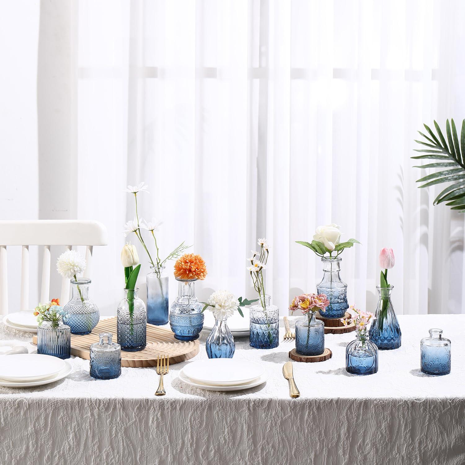 Bud Vases Set of 12, Small Glass Vases for Centerpieces, Small Flower Vases for Centerpieces, Vintage Mini Vase, Clear Bud Vase for Wedding Table Decor