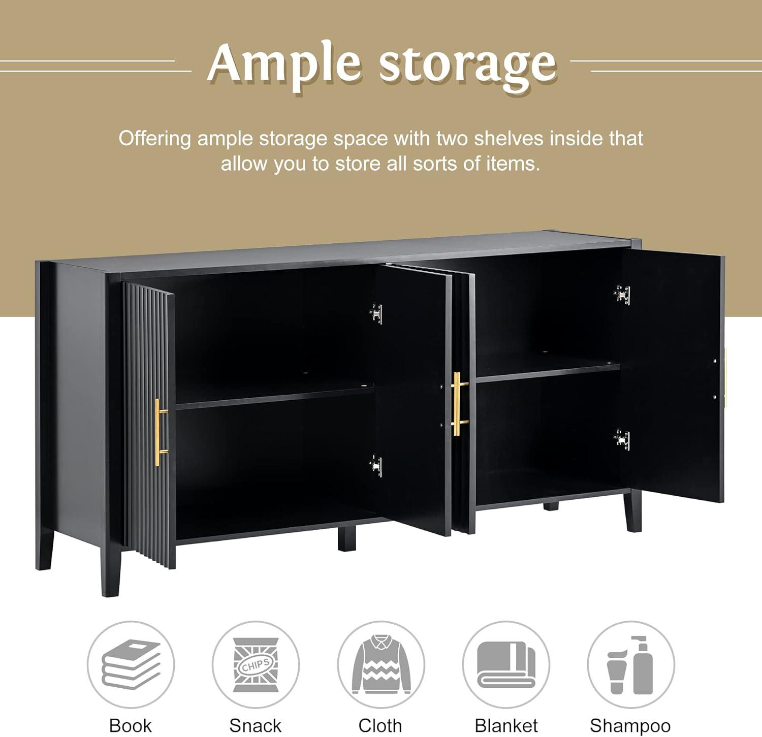 Condola Modern 63.1" Sideboard, Storage Credenza, Buffet Cabinet, Dining Cabinet with Metal Handles