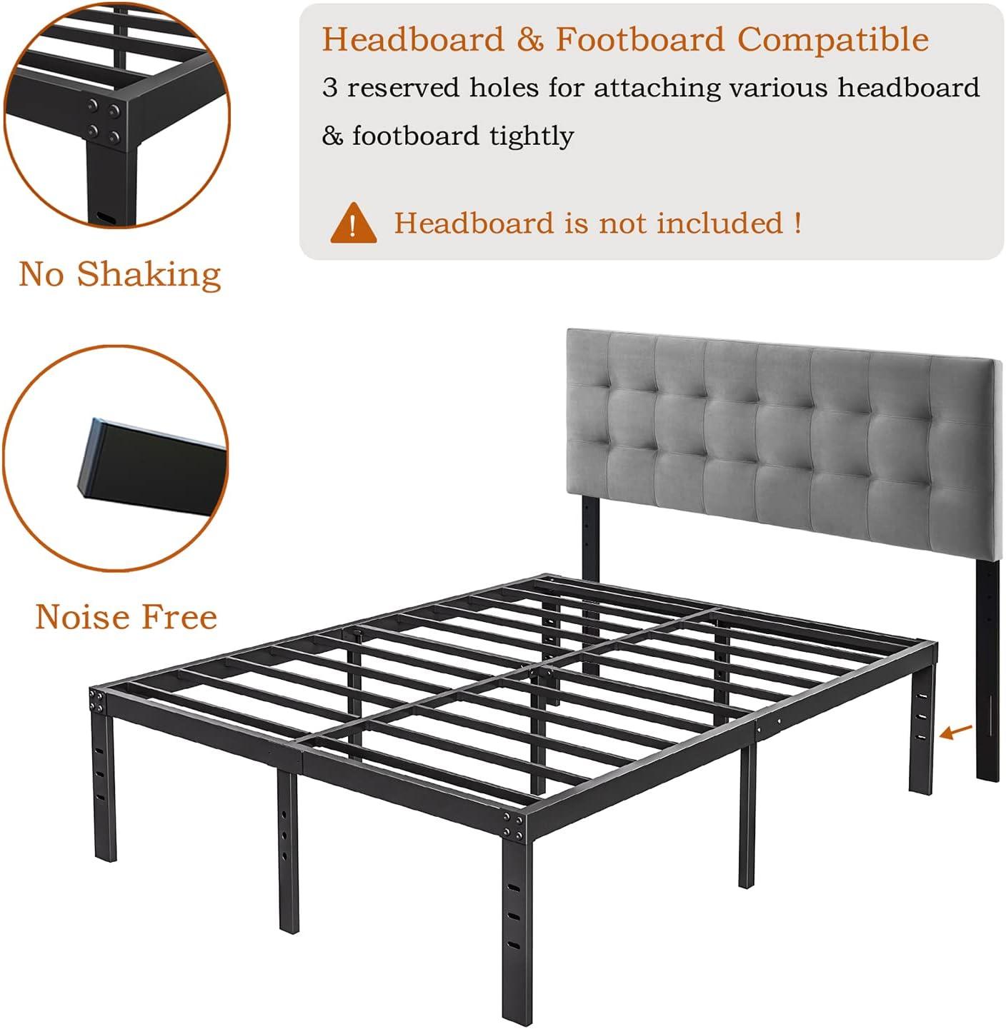 Black Steel King Size Platform Bed Frame with Under Bed Storage