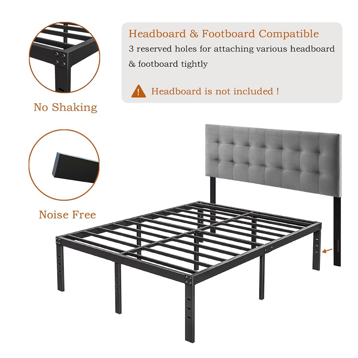 Twin Metal Bed Frame - 16 Inch Tall, No Box Spring Needed, Heavy Duty Platform With Storage Space, Sturdy Non-Slip Noiseless