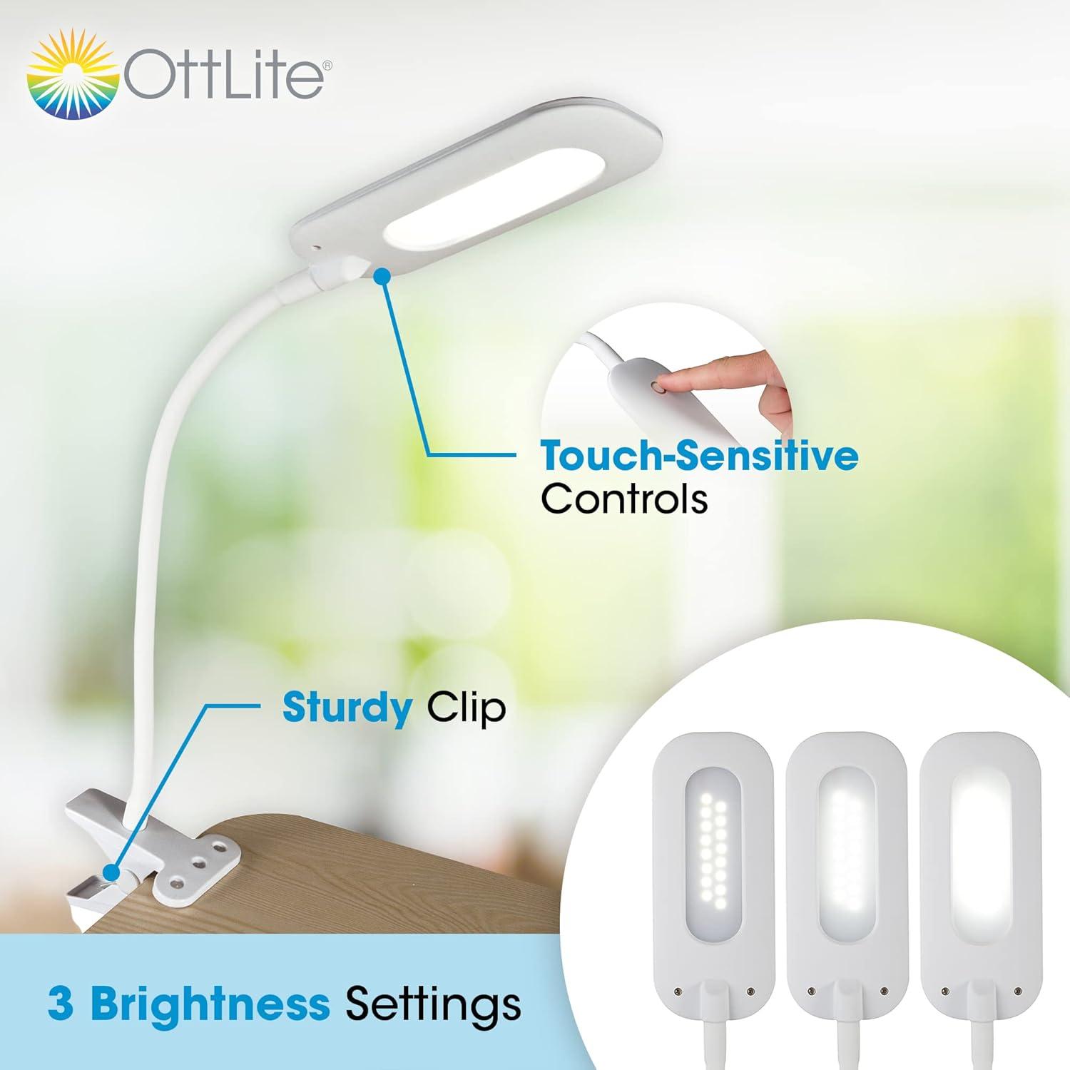 White Adjustable Touch Sensor LED Clip-On Lamp