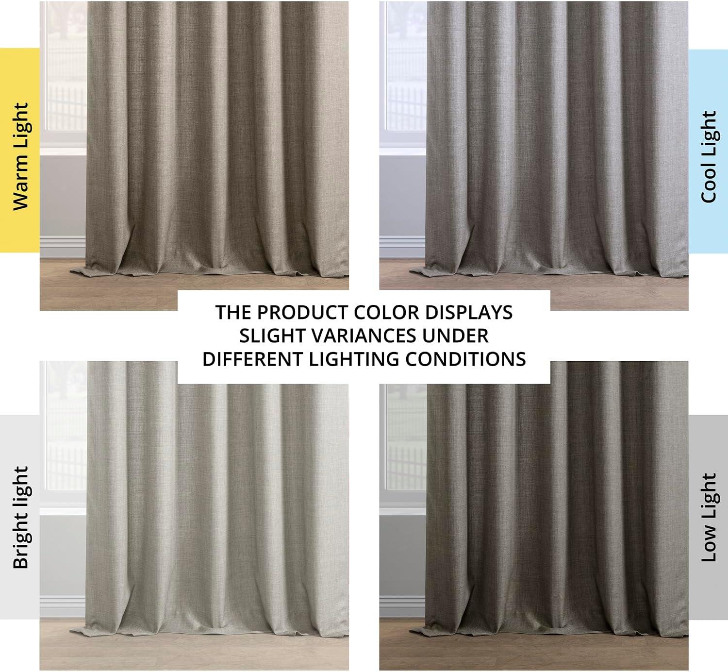HPD Half Price Drapes Taupe Grey Italian Faux Linen Room Darkening Curtains with Rod Pocket - 1 Panel - Window Curtains for Living Room & Curtains for Bedroom, 50W X 84L