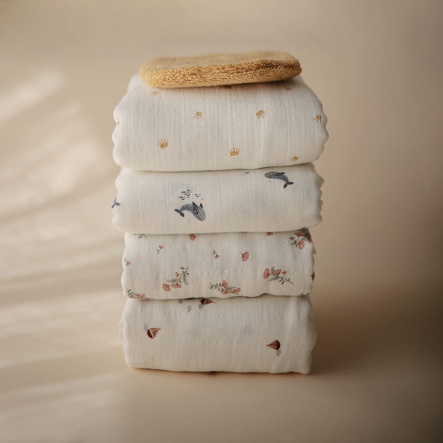 Organic Cotton Muslin Swaddle Blanket Crowns One Size