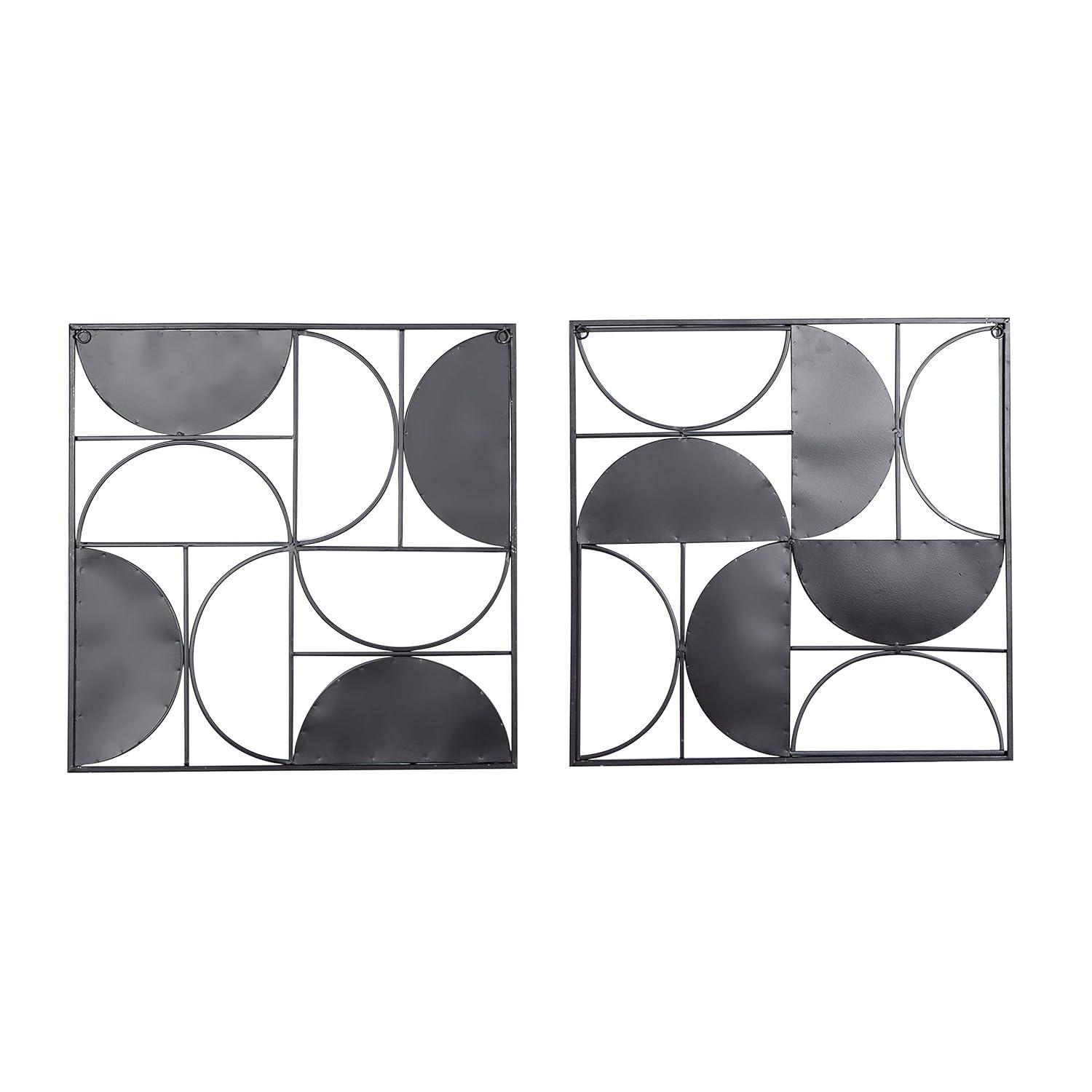 DecMode Brown Metal Carved Designs Geometric Wall Decor (2 Count)