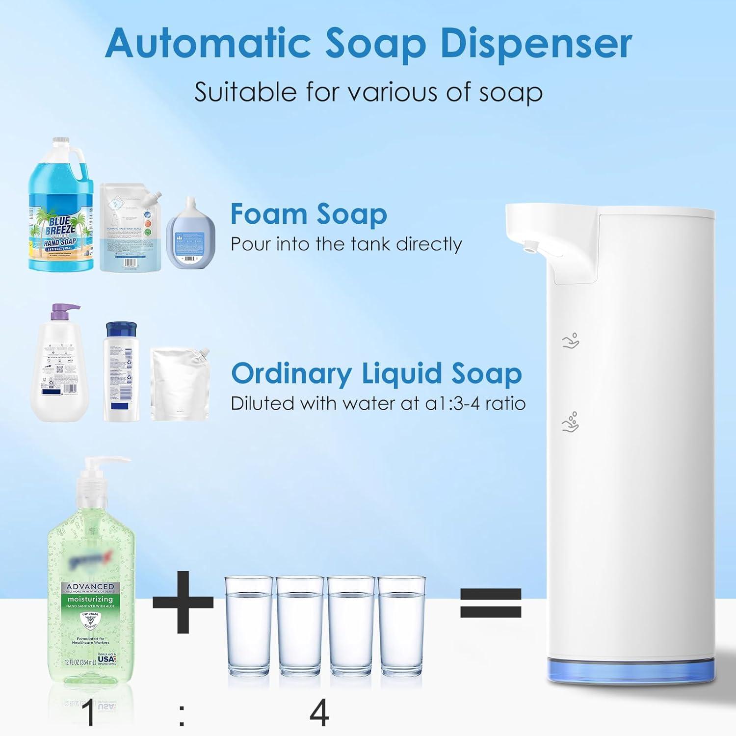 White Stainless Steel Automatic Foaming Soap Dispenser