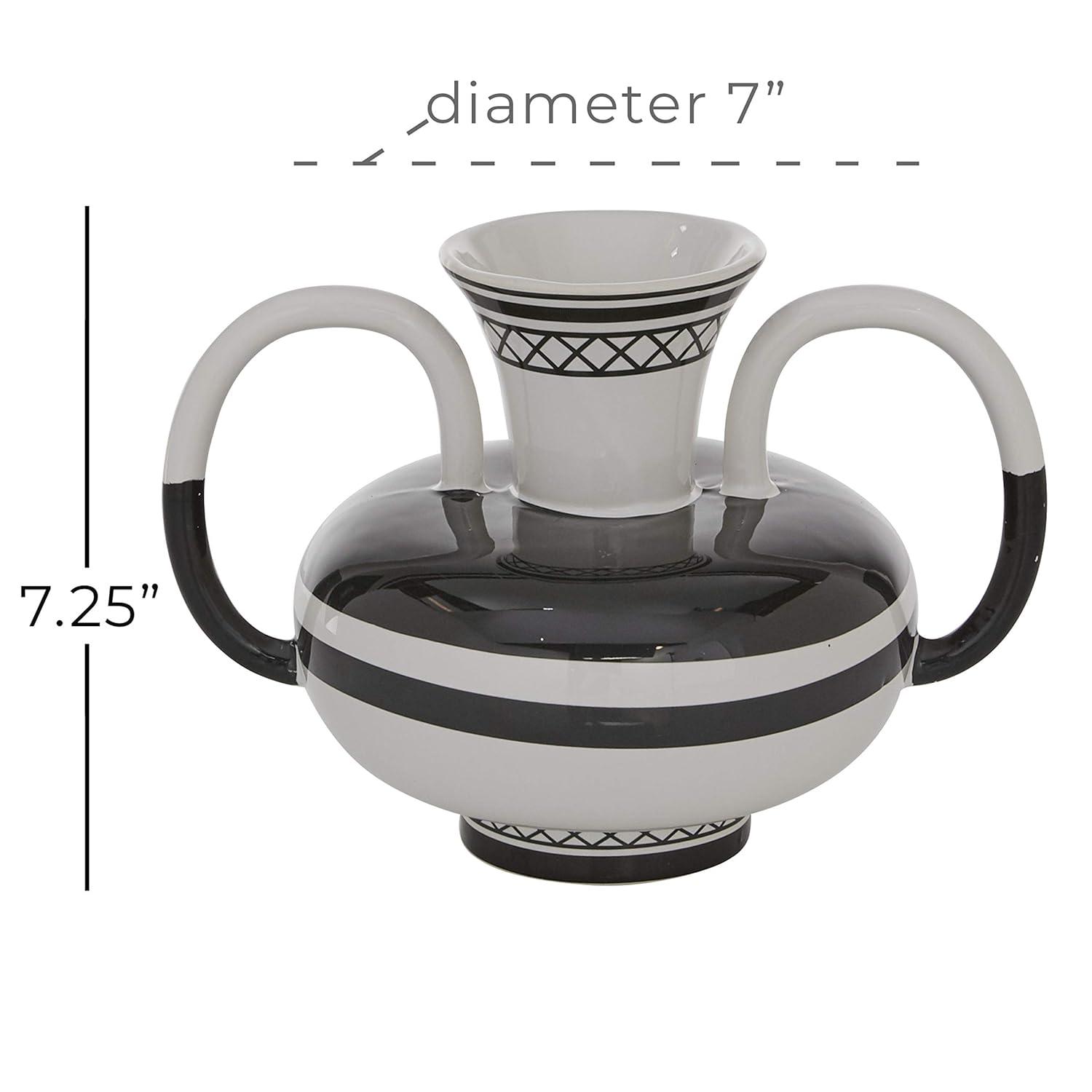 Novogratz Ceramic Decorative White Vase with Handles