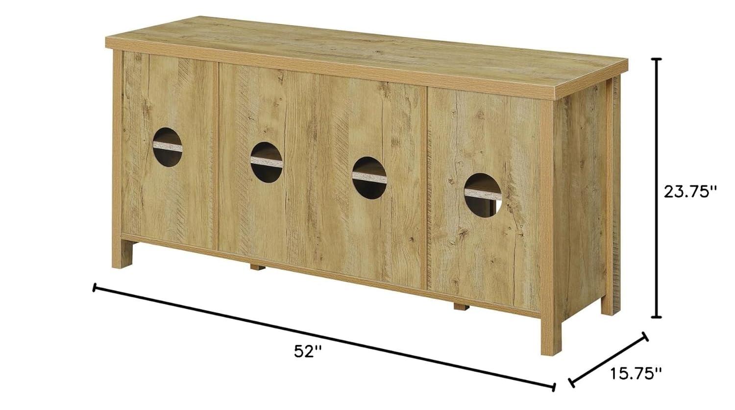 Convenience Concepts Blake Barn Door TV Stand with Shelves and Sliding Cabinets for TVs up to 60 Inches, English Oak