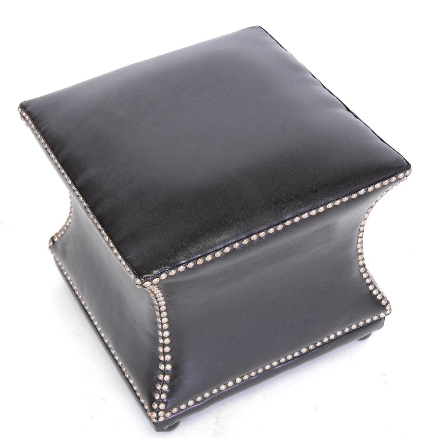 Ellastone Modern Leather Ottoman Dark Brown - Baxton Studio: Square Footstool, Faux Upholstered, No Assembly