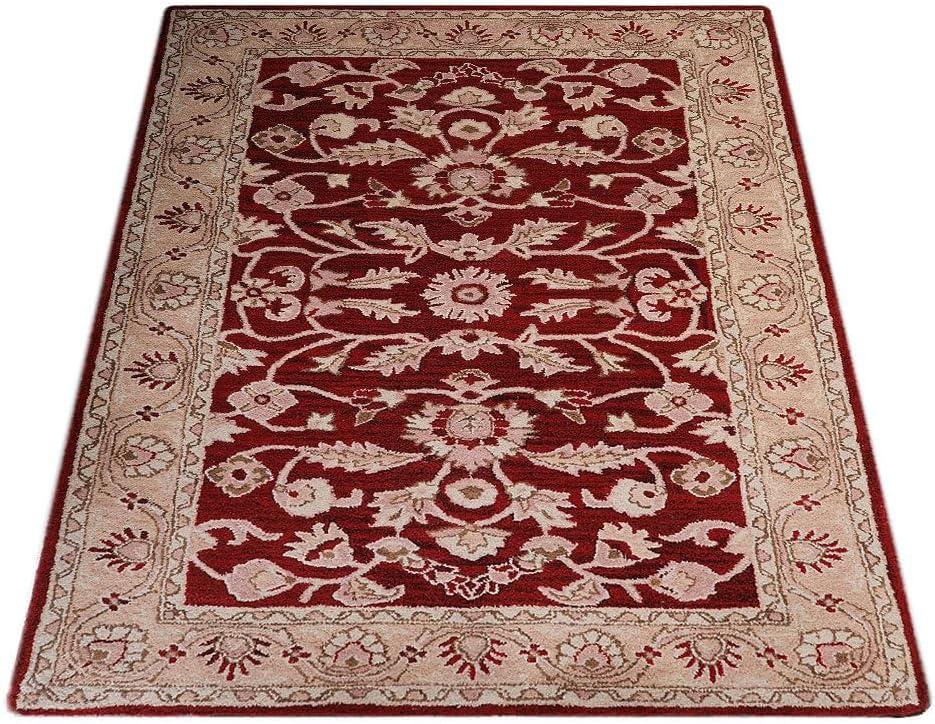 RUGSOTIC CARPETS HAND TUFTED WOOL ECO-FRIENDLY AREA RUGS - 8'x10', Rectangle, Red Gold, Modern Contemporary Design, High Pile Thick Handmade Anti Skid Area Rugs for Living Room, Bed Room (K00531)