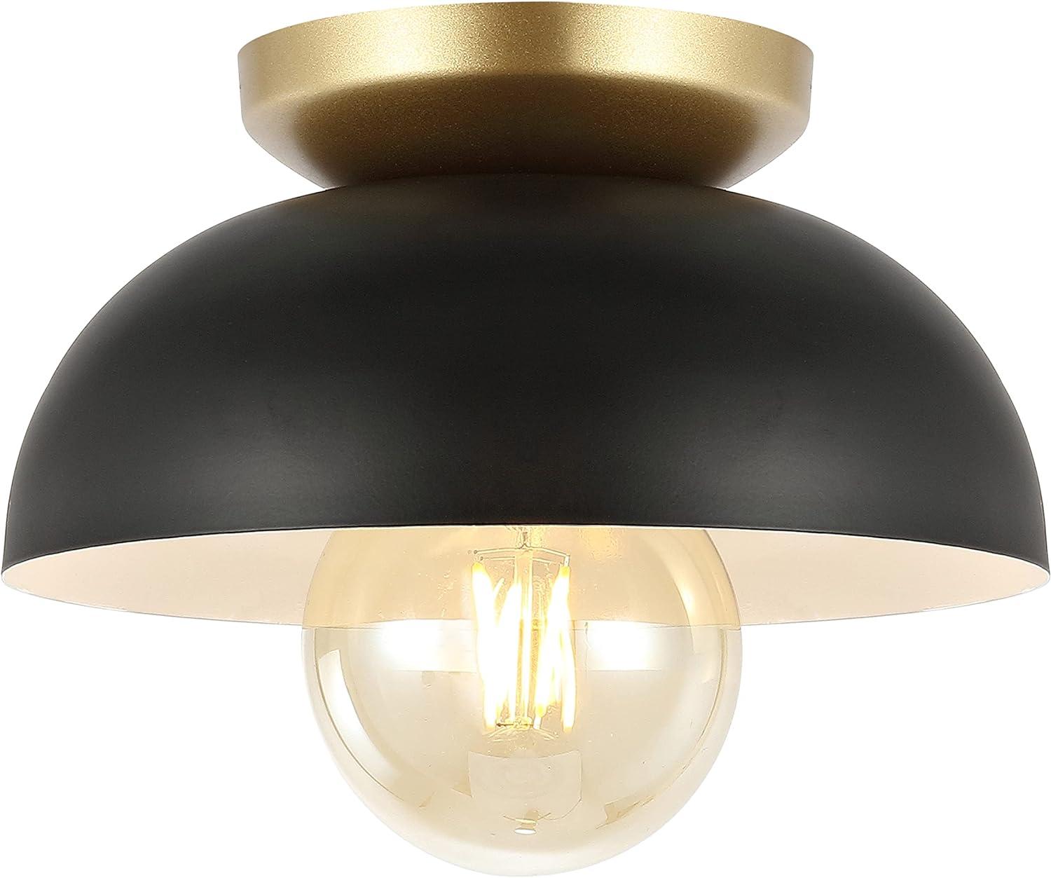 Paulina 8.5" Black/Gold Industrial Iron LED Ceiling Light