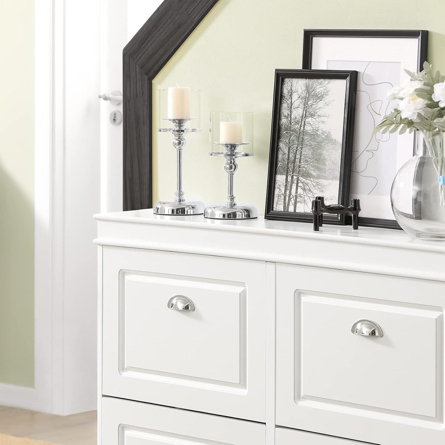 SoBuy White Shoe Cabinet with 4 Flip Drawers, Large Freestanding Shoe Rack, Modern Shoe Organizer for Entryway, Hallway, Entance FSR79-W