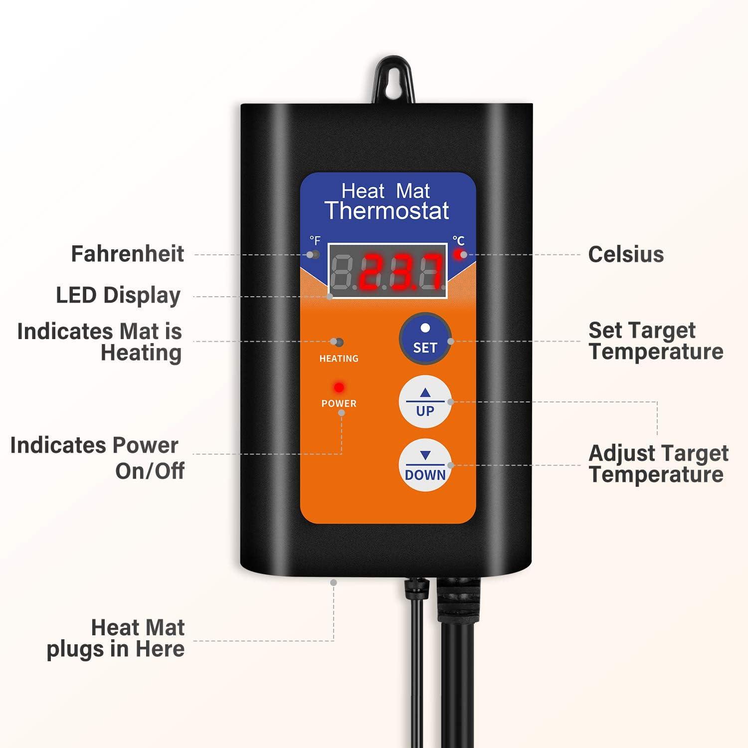 iPower Digital Heat Mat Thermostat Temperature Controller for Seed & Reptiles