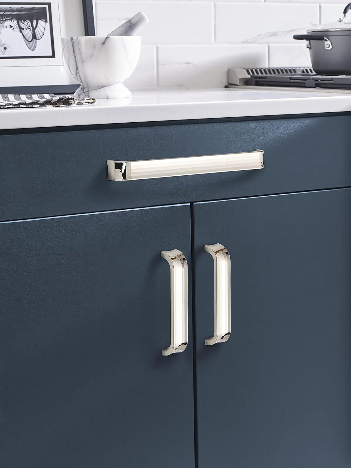 Polished Nickel 5.438-inch Modern Cabinet Pull with Mounting Hardware