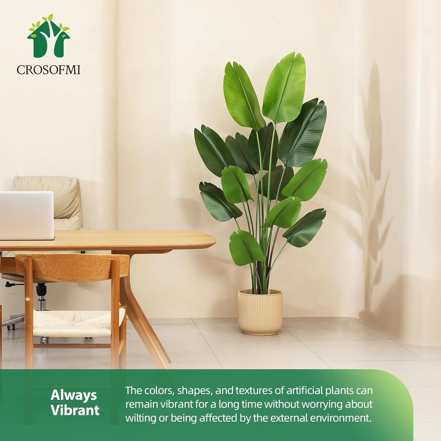 LINBONIO 6ft Artificial Tree Bird of Paradise Palm Tree Artificial Plant for Home Decor Indoor Outdoor Office