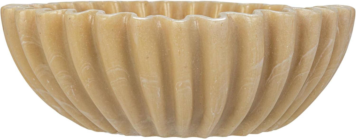 Beige Resin Fluted Decorative Bowl