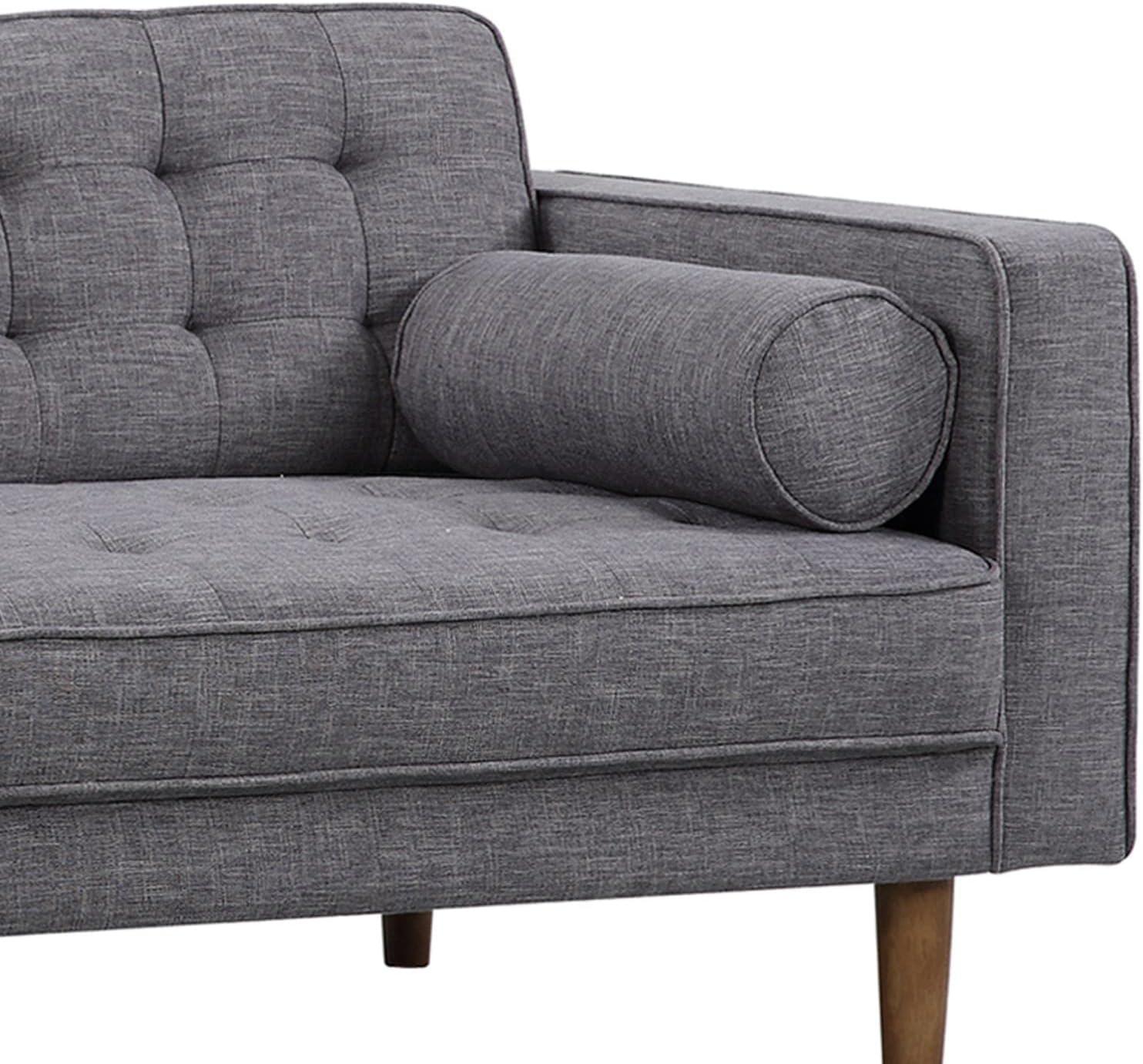 Element Dark Gray Linen Tufted Loveseat with Walnut Wood Legs