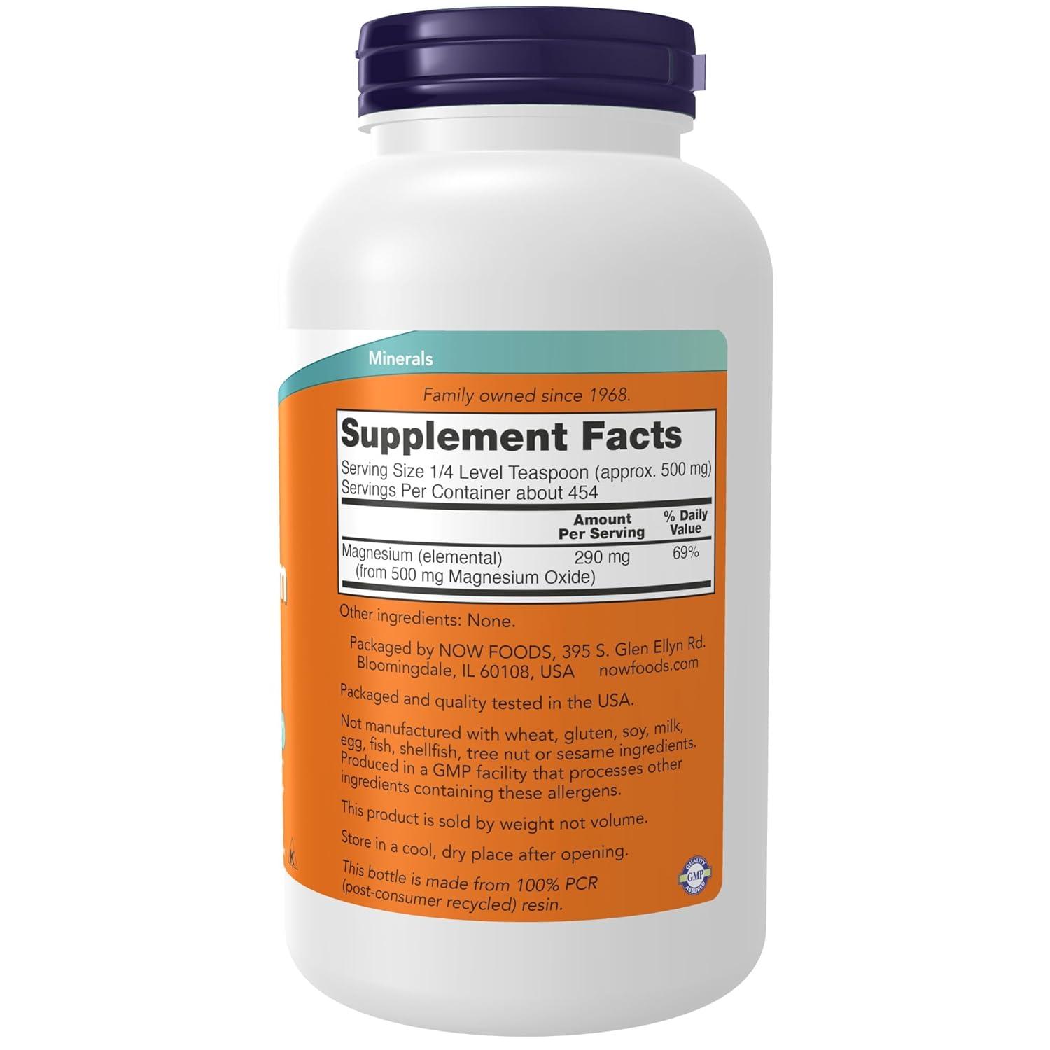 Magnesium Oxide Powder by Now Foods  -  8 oz Powder