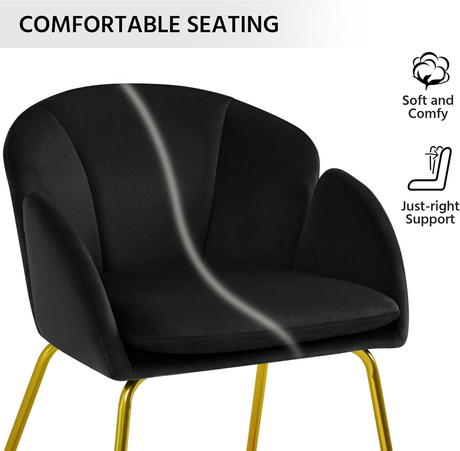 Yaheetech Velvet Armchair Accent Chair with Metal Legs for Living Room/Bedroom, Black