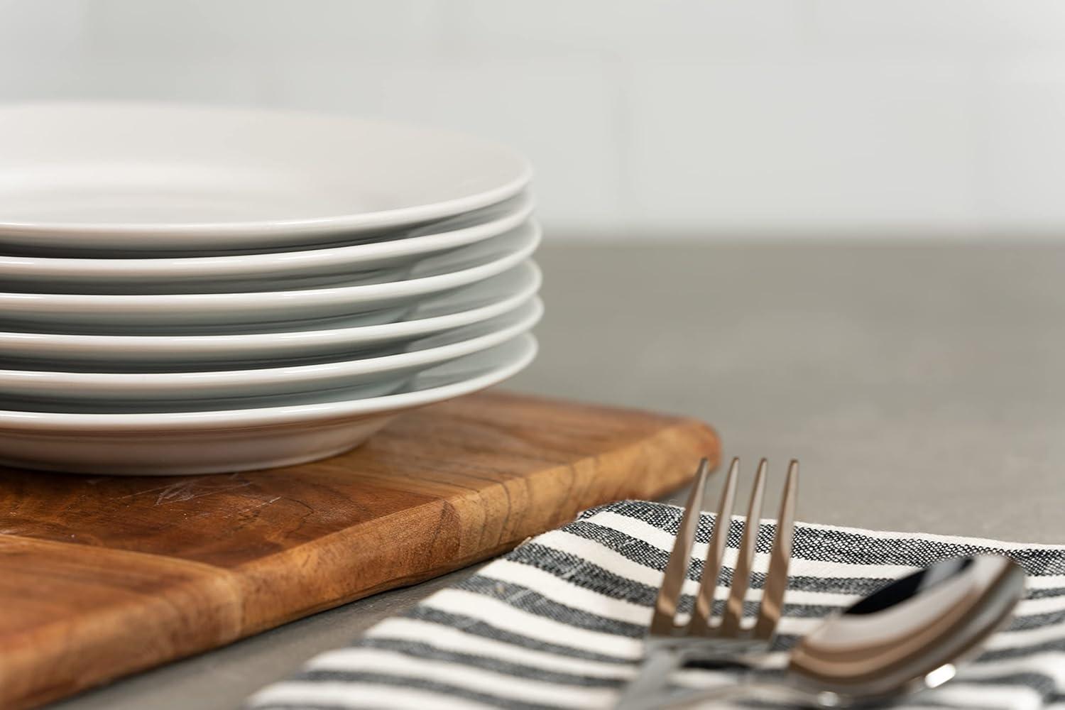 10 Strawberry Street Simply White 6" Round Ceramic Appetizer Plate, Set of 6