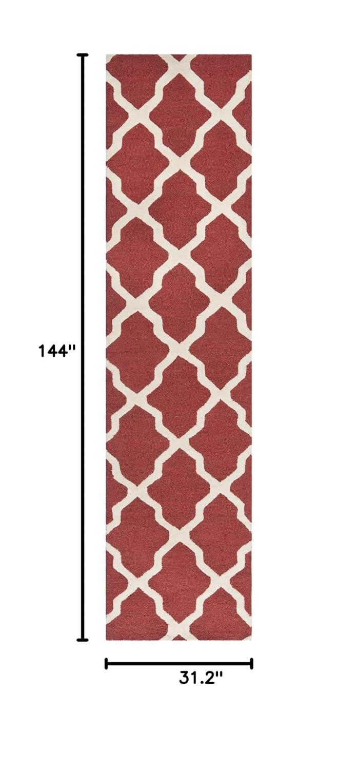 SAFAVIEH Cambridge Liam Geometric Wool Runner Rug, Rust/Ivory, 2'6" x 12'
