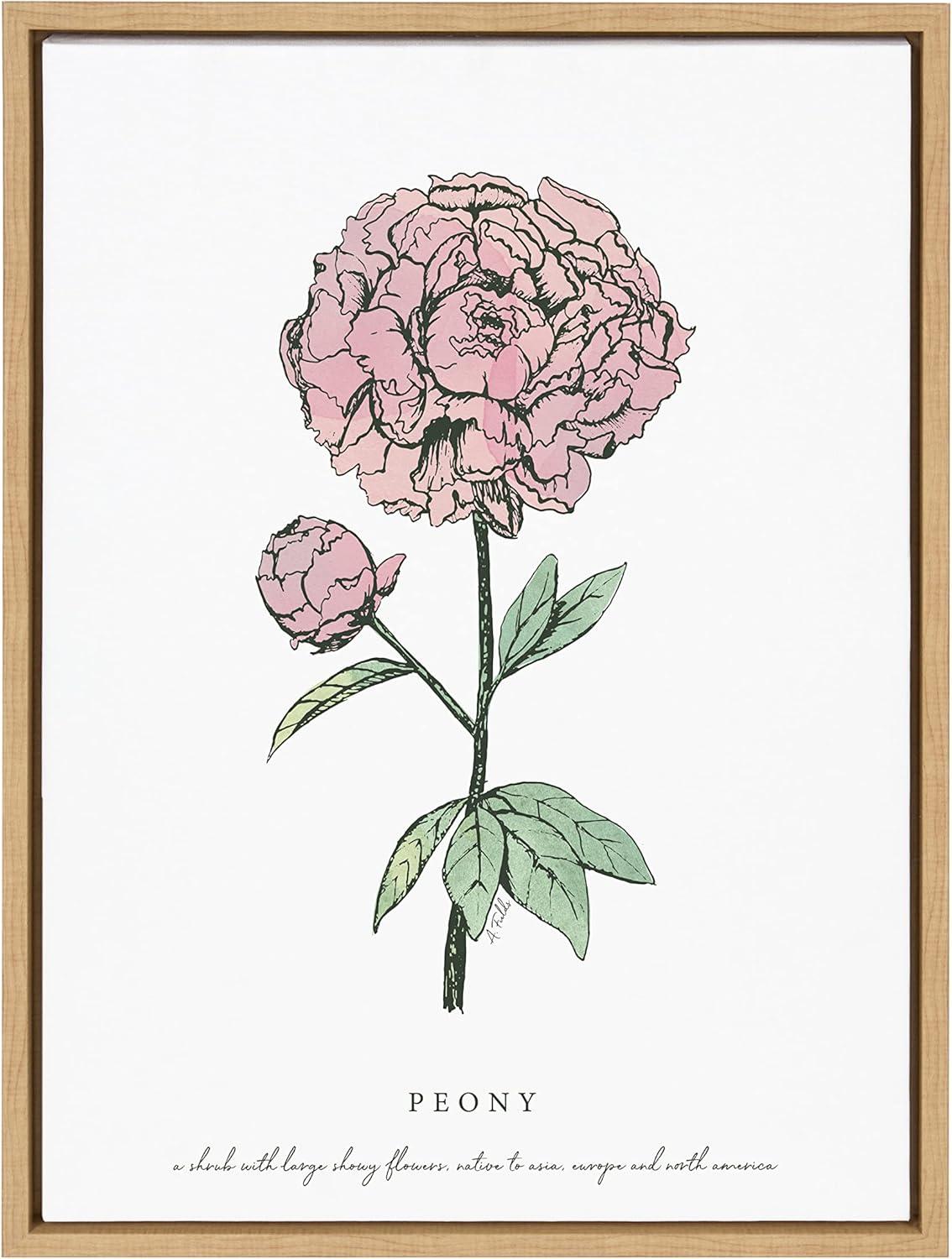 Kate and Laurel Sylvie Garden Peony Framed Canvas by Statement Goods