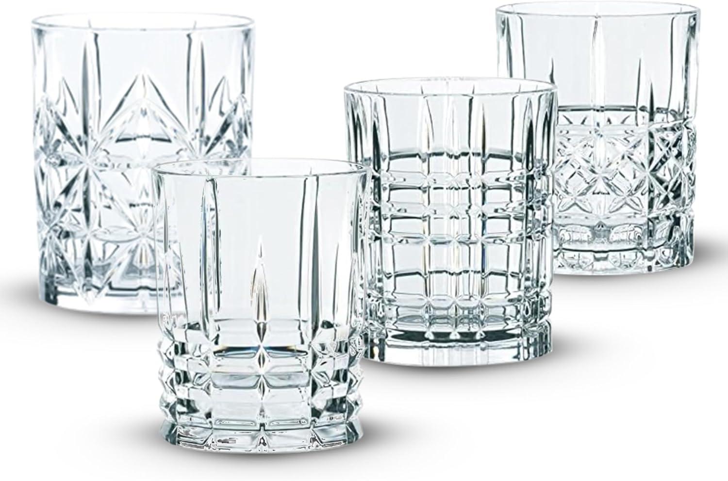 Highland Crystal Glass Whiskey Tumblers Set of 4