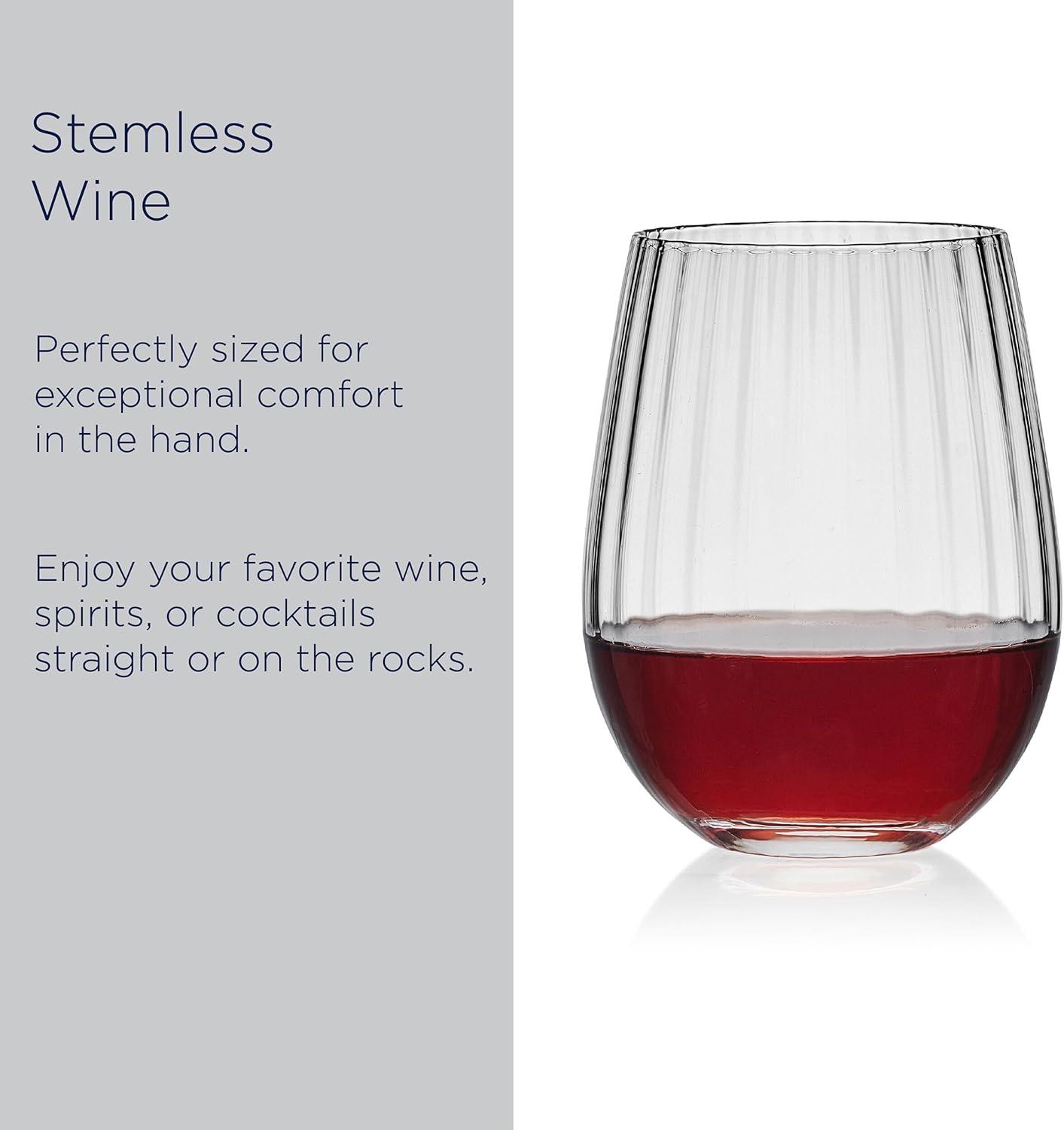 Mikasa Mikasa Optic 18.5-Oz Stemless Wine Glasses, Set Of 4