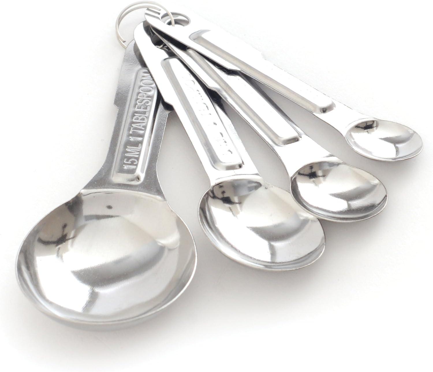 Silver Stainless Steel 4-Piece Adjustable Measuring Spoon Set