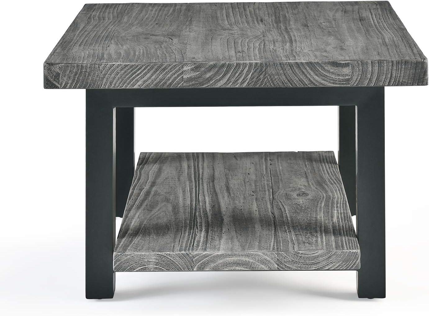 27" Pomona Metal and Reclaimed Wood Square Coffee Table Slate Gray - Alaterre Furniture