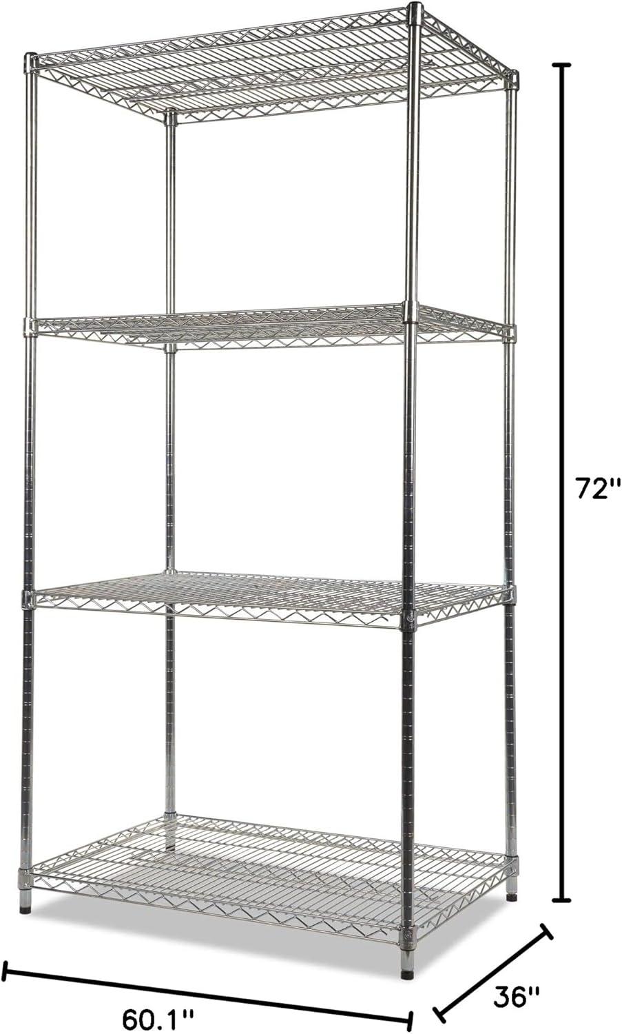 NSF Certified Industrial 4-Shelf Wire Shelving Kit 36w x 24d x 72h, Silver