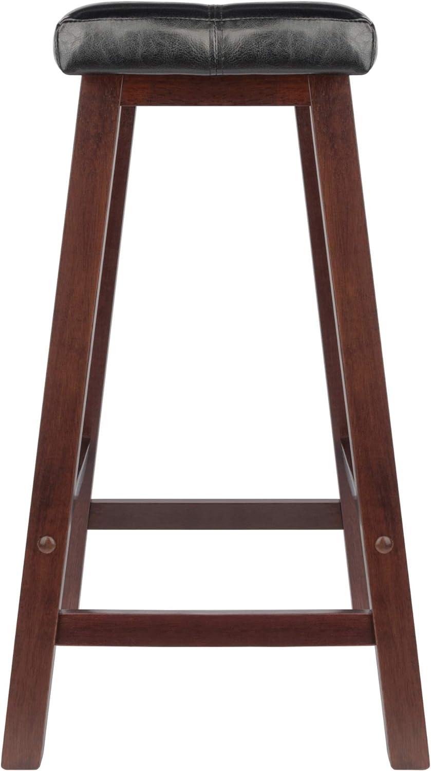 Winsome Mona Cushion Saddle Seat 24.84" Counter Height Barstool Hardwood/Toasted Walnut: Faux Leather, Wood Legs