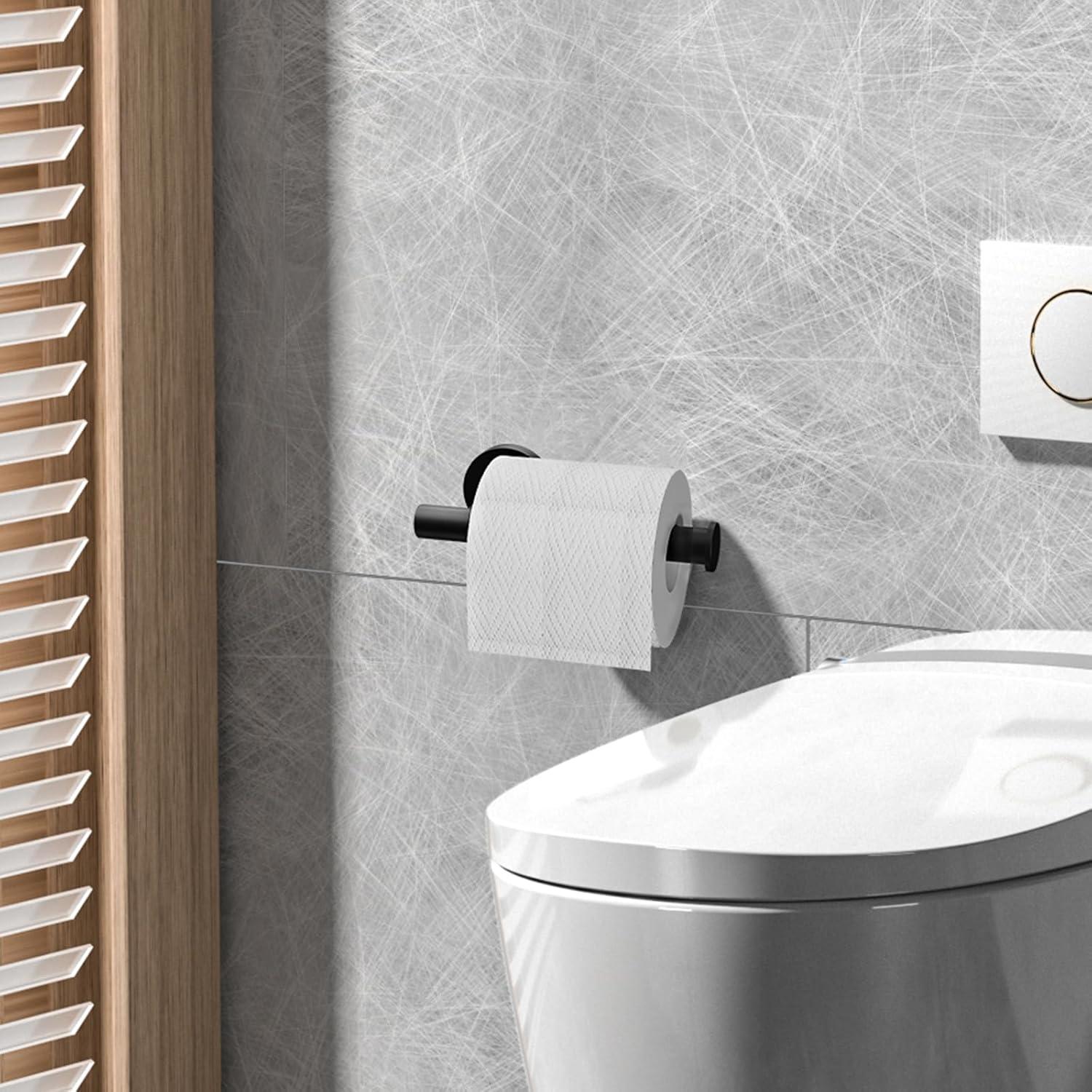 MOGFCT Toilet Paper Holder Brushed Gold Wall Mounted, Double Post Pivoting Toilet Paper Holder SUS 304 Stainless Steel Bathroom