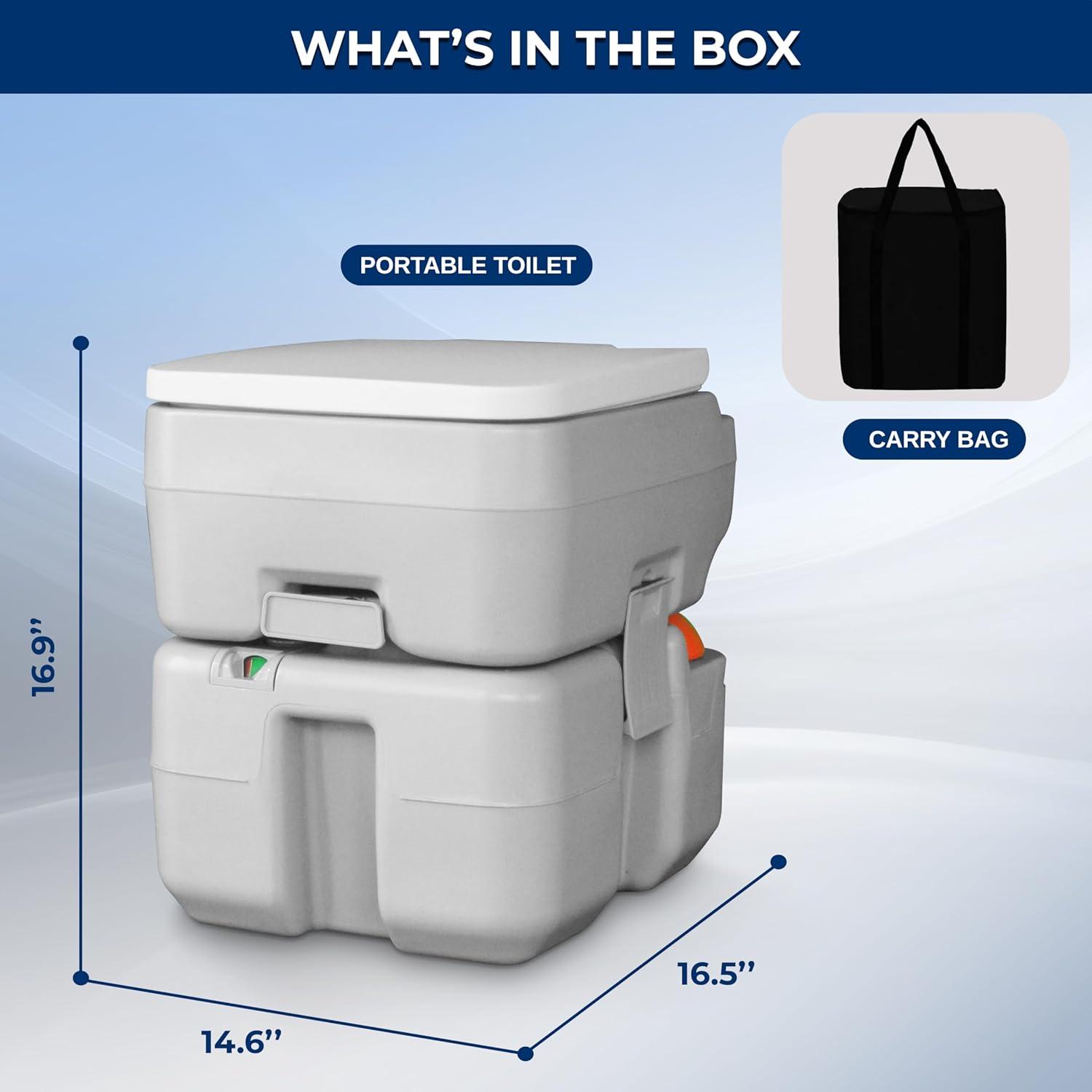 SereneLife 5.3 Gallon Portable Flushing Indoor Outdoor Travel Camping RV Toilet