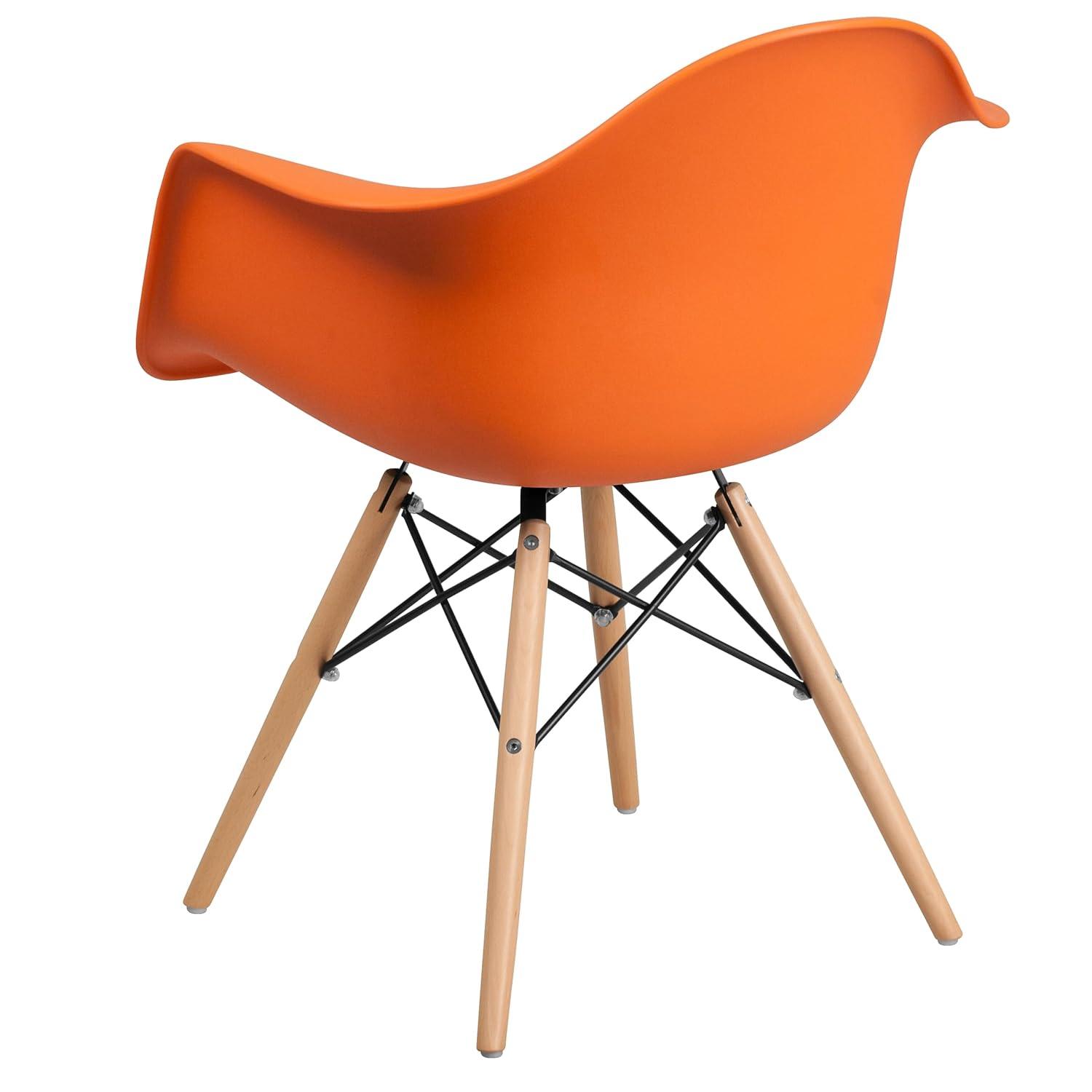 Flash Furniture Alonza Series Orange Plastic Chair with Wooden Legs