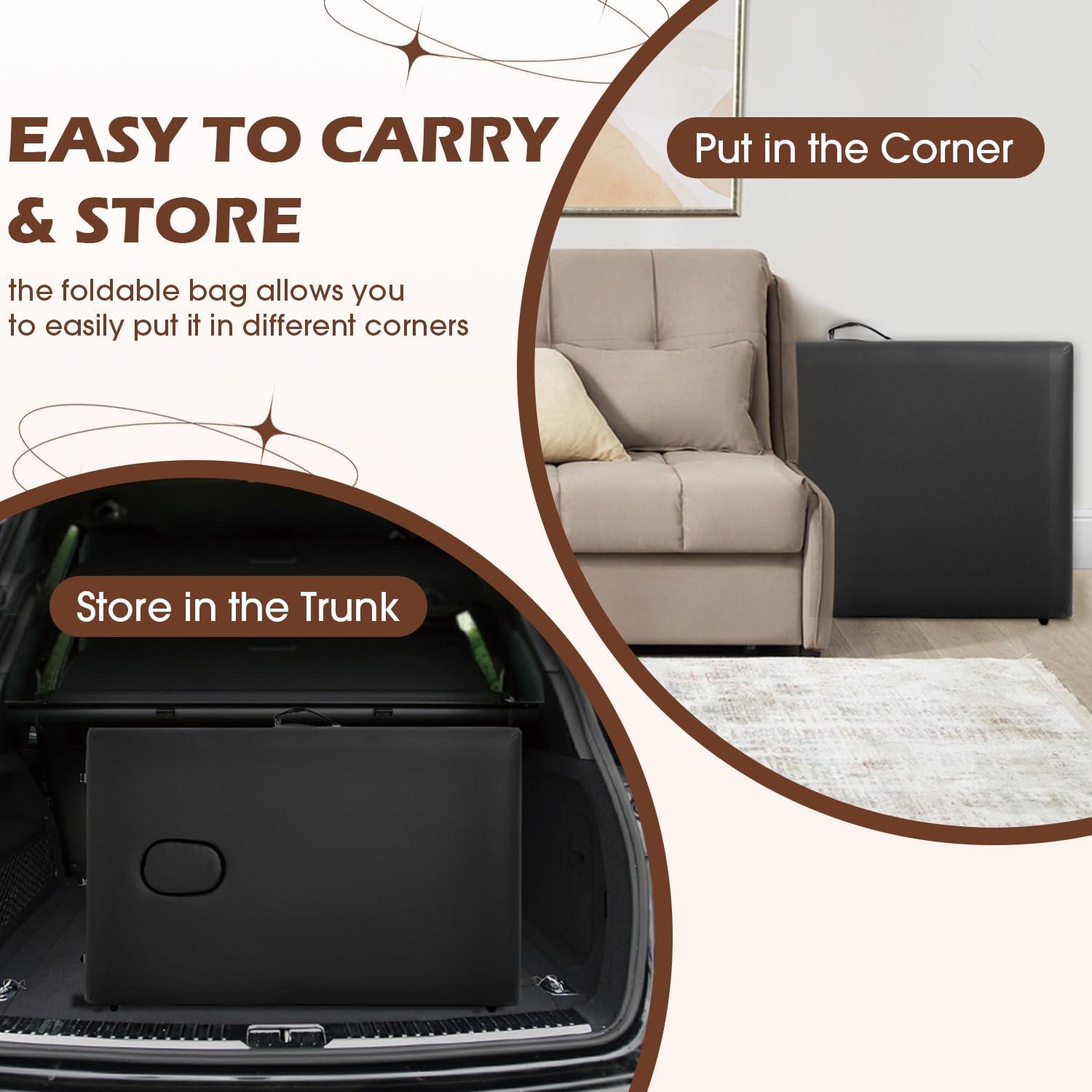 FDW Massage Table Massage Bed 3 Fold Portable  Height Adjustable Lightweight Spa Table Facial Cradle Bed with Carry Case (Black)