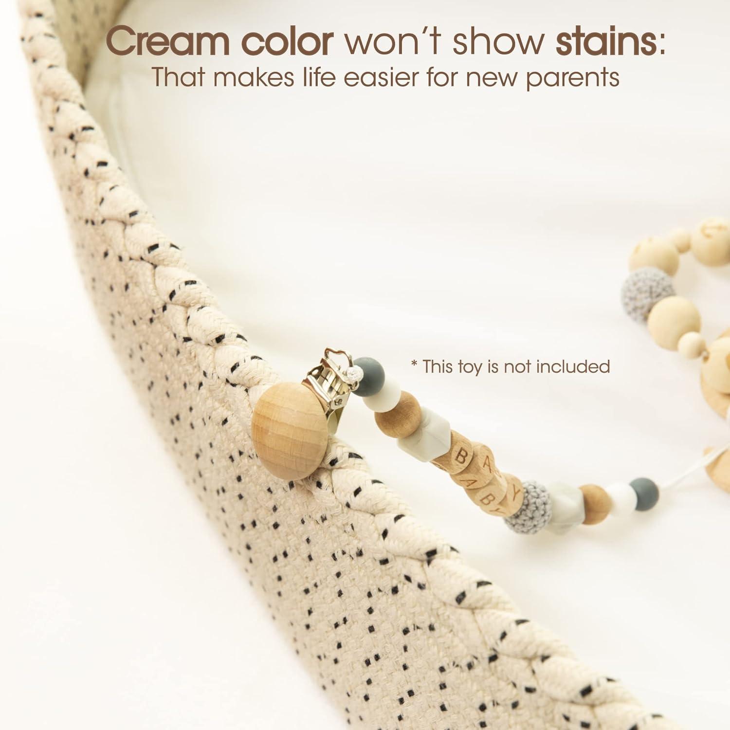 Baby Changing Basket-Moses Basket Changing Table Topper, Raised Side Foam Pad with Waterproof Pad Cover, Built-in Security Strap, Diaper Changing Station, J&Joo