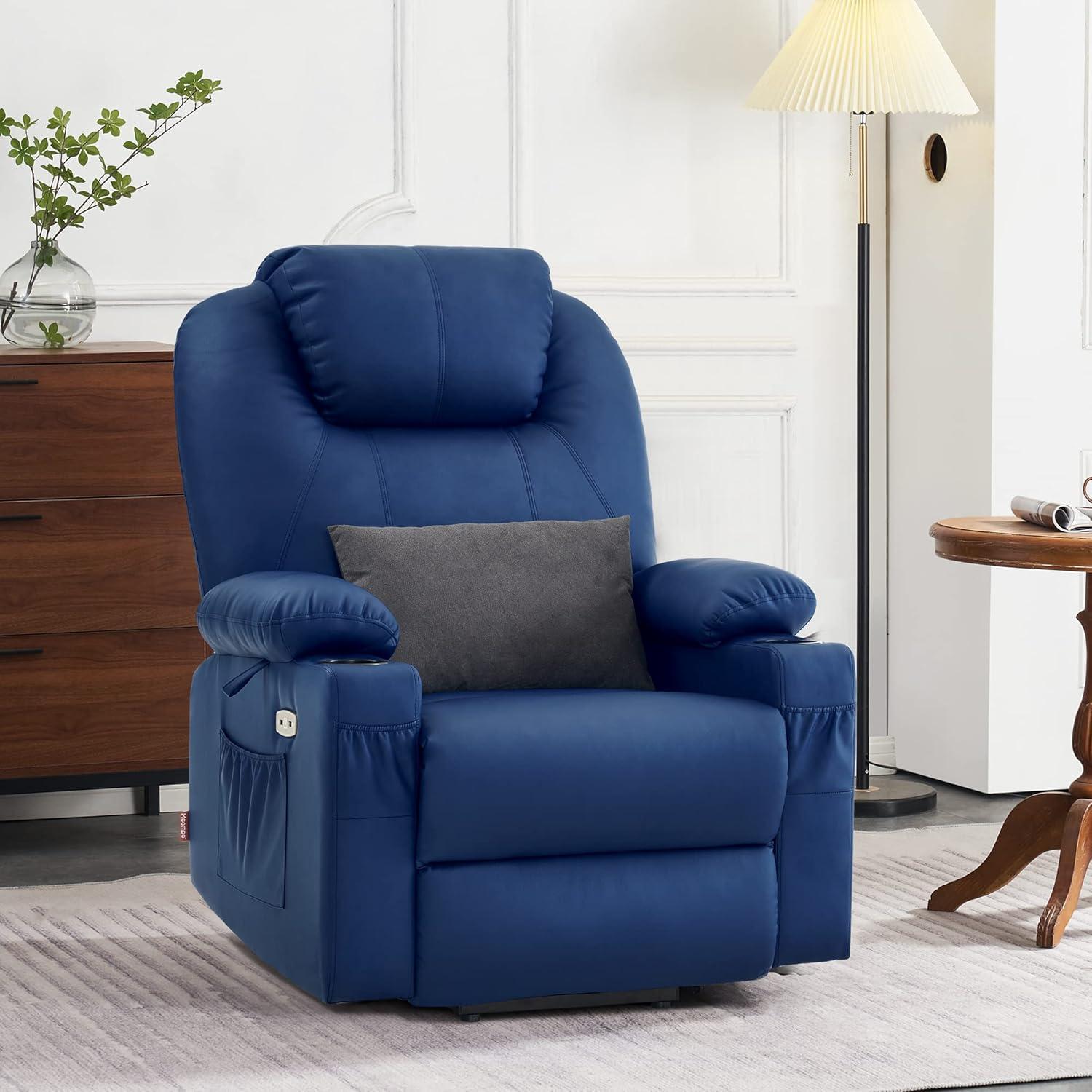 22.8" Wide Dual Motor Power Recliner Lift Chair with Massage and Heat, Infinite Position, Faux Leather