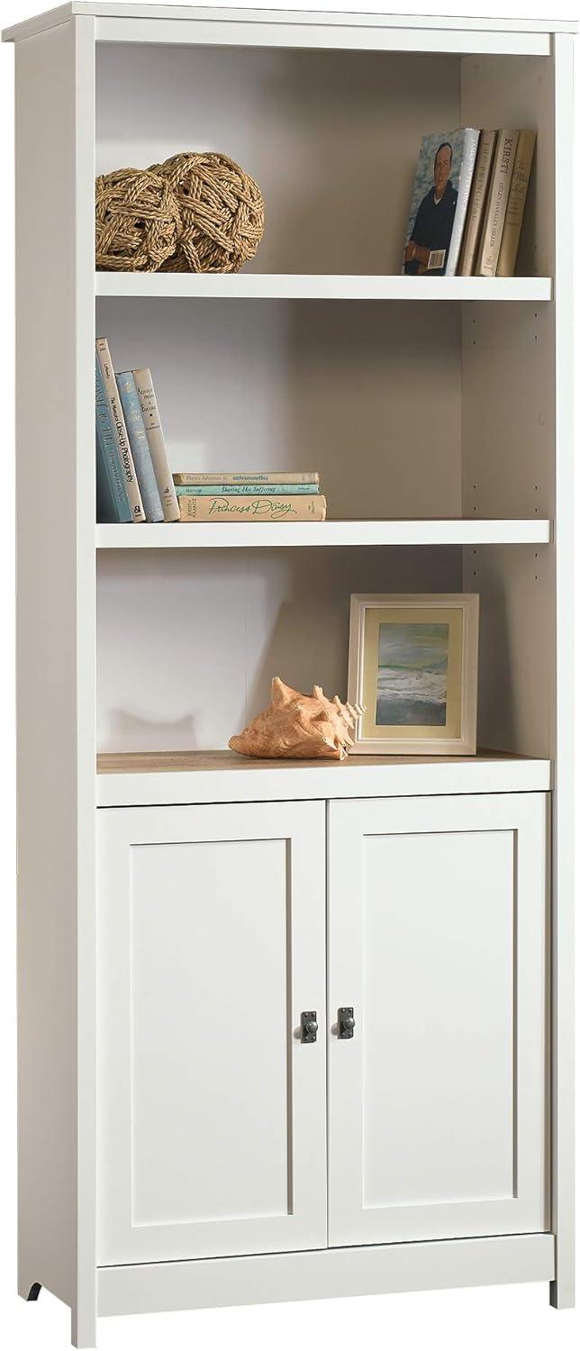 Soft White Adjustable Library Bookcase with Doors