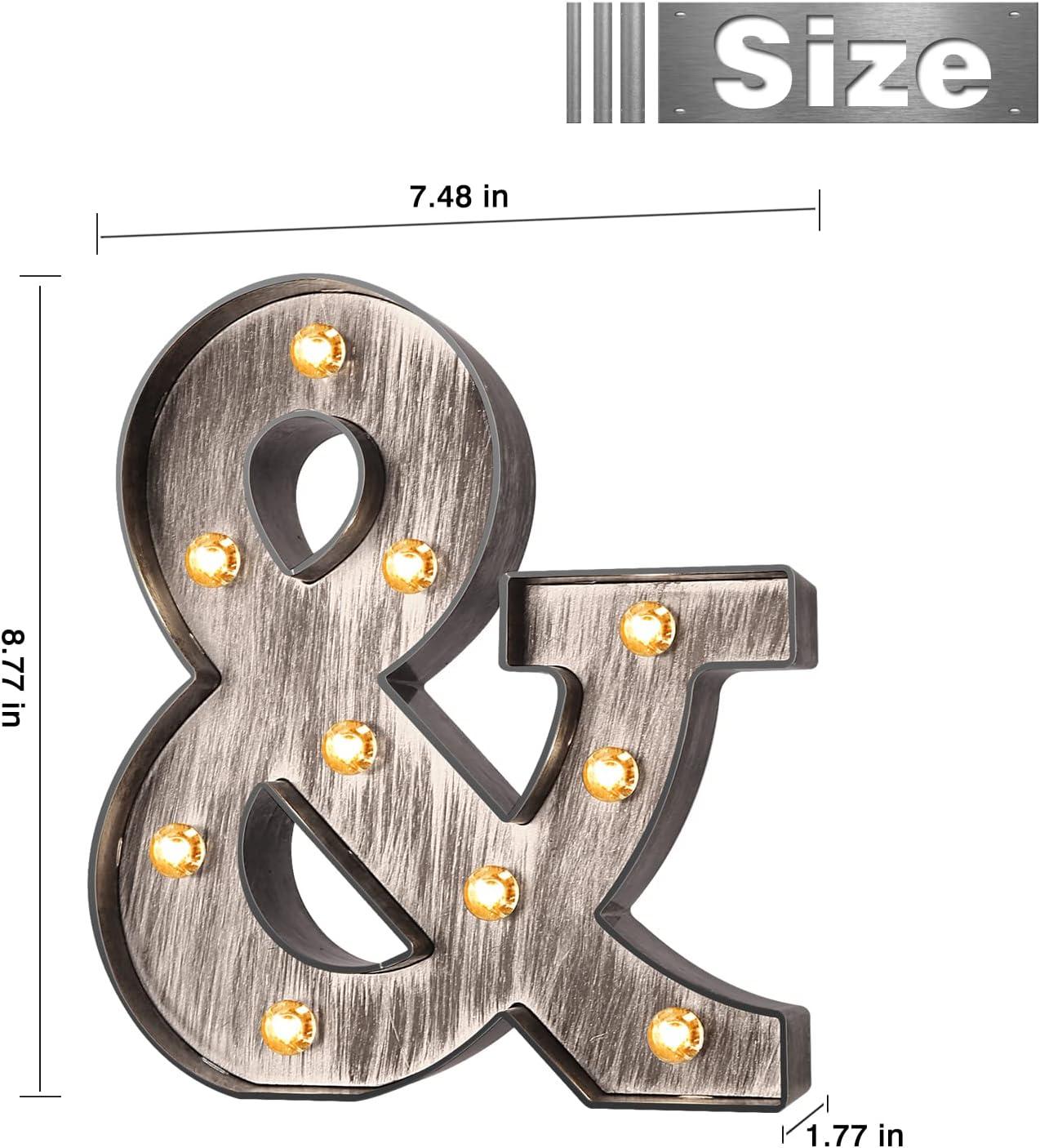 Brushed silver gray LED letters Lights Light Up letters Sign for Night Light Wedding/Birthday Party Battery Powered Christmas Lamp Home Bar Decoration -&