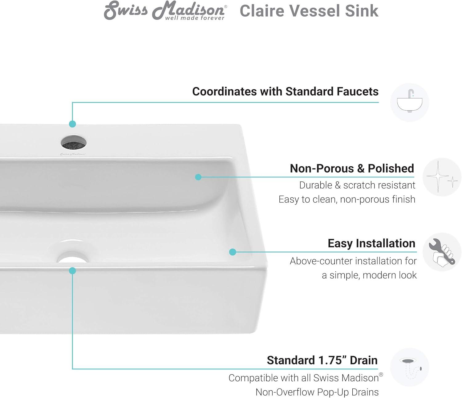Claire 20 Rectangle Ceramic Vessel Sink