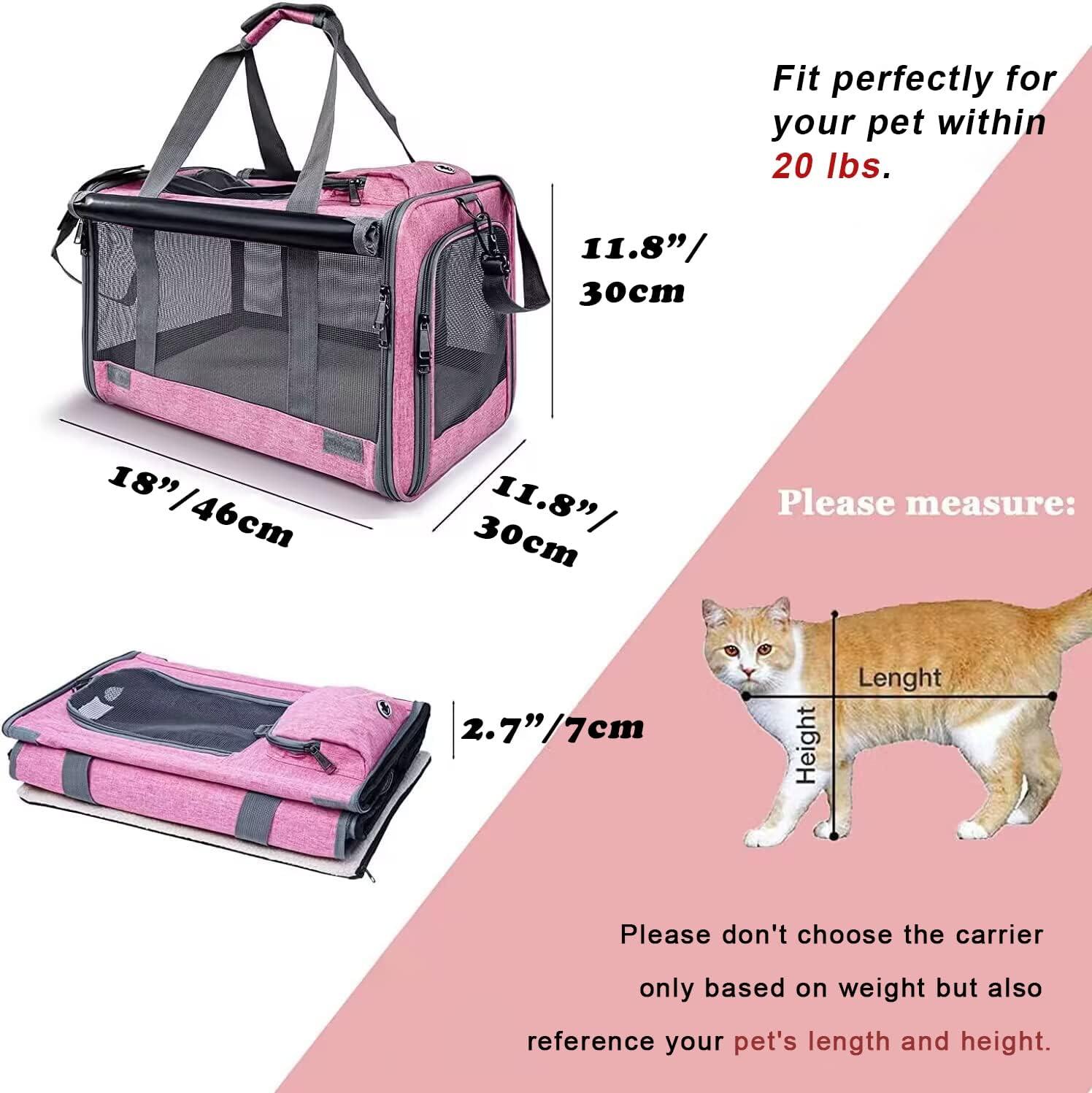 Dog Soft-Sided Carriers Cat Soft-Sided Carriers Dog Carriers Cat Travel Carrier Dog Travel Bag Reptile Carrier Squirrel Carrier Guinea Pig carrierLarge Pink