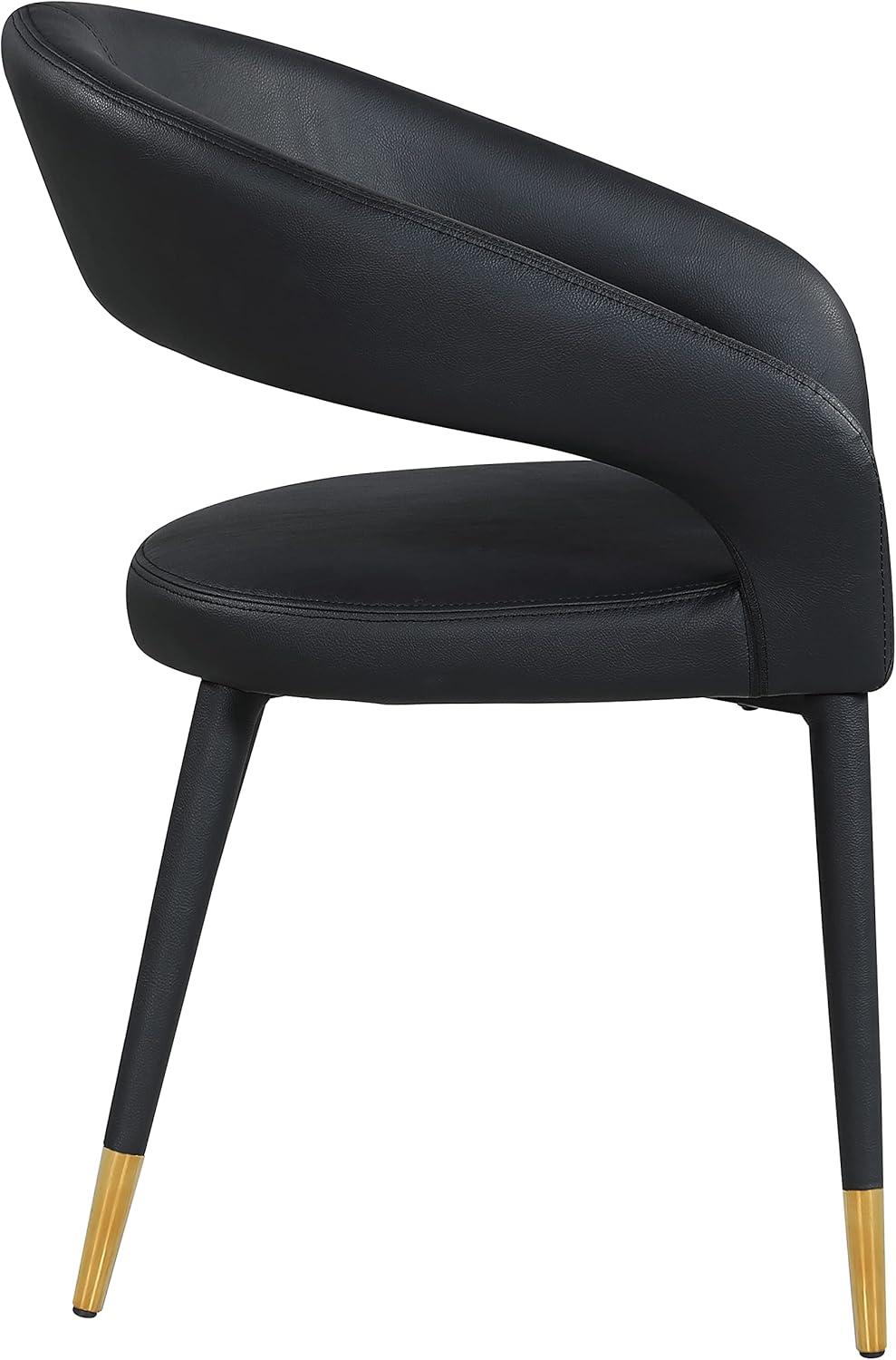 Destiny 23" Black Faux Leather Upholstered Arm Chair with Gold Accents