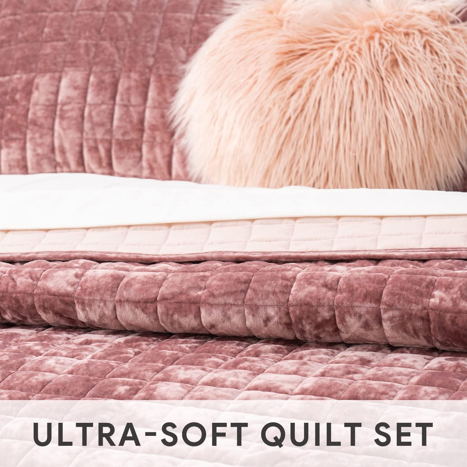 Everly Quinn Deluxe Velvet Comforter King Size, Super Soft Bedding Set, Lightweight Quilted Comforter Set, Slotted Oversized Sheets, 2 Pillowcases, Comforter, Blanket, Duvet Cover