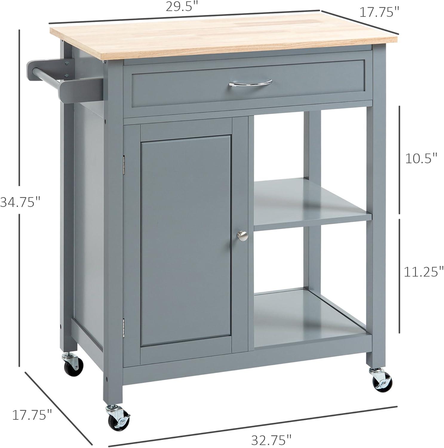 Tookss Kitchen Island On Wheels, Rolling Kitchen Cart With 2 Drawers, Wood Top, 2 Shelves, Door Cabinet, Mobile Kitchen Island For Dining Room Restaurant Kitchen