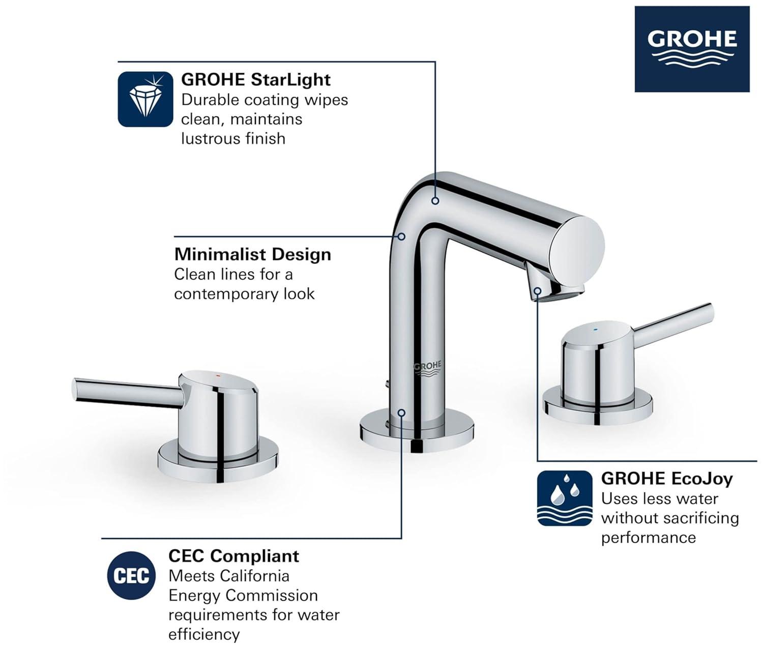 Concetto™ Mid-Arc Widespread Bathroom Faucet with Drain Assembly